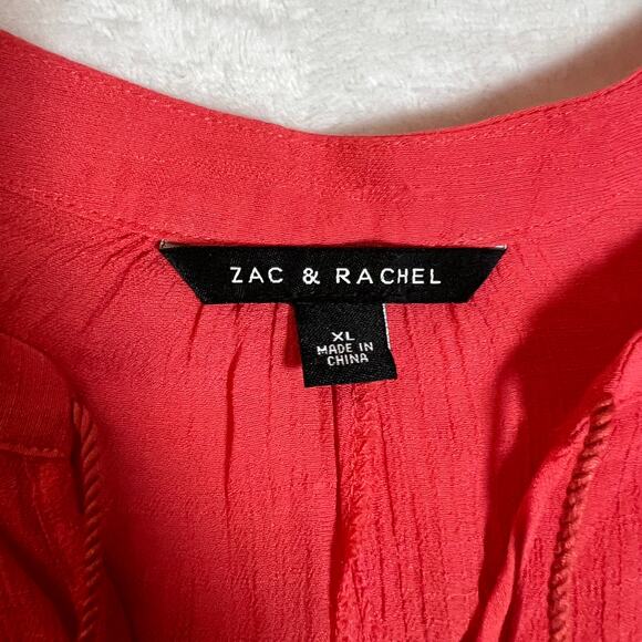 Zac & Rachel Split Neck Blouse Size XL Resort Vacation Summer Festival Cut Out - Picture 4 of 8